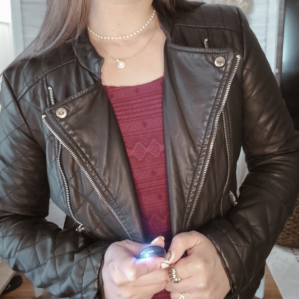 Women's black leather jacket